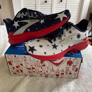 Brooks Womens Launch 8 Neutral Running Shoe - Red, White, and Blue